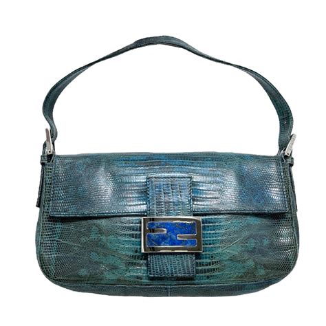 fendi blue lizard print|Baguette Mini .